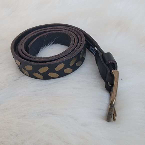 Levi's embellished skinny brown leather belt sz 36 - Picture 1 of 3